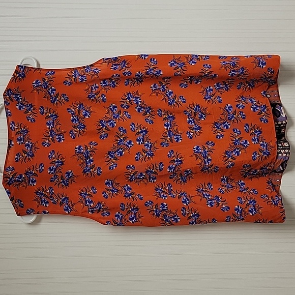 Kobi Halperin Orange Floral Sleeveless Silk Blouse, Women's Large - Picture 5 of 6